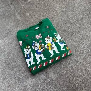 Vintage Christmas Bears All Over Print Christmas Sweatshirt
